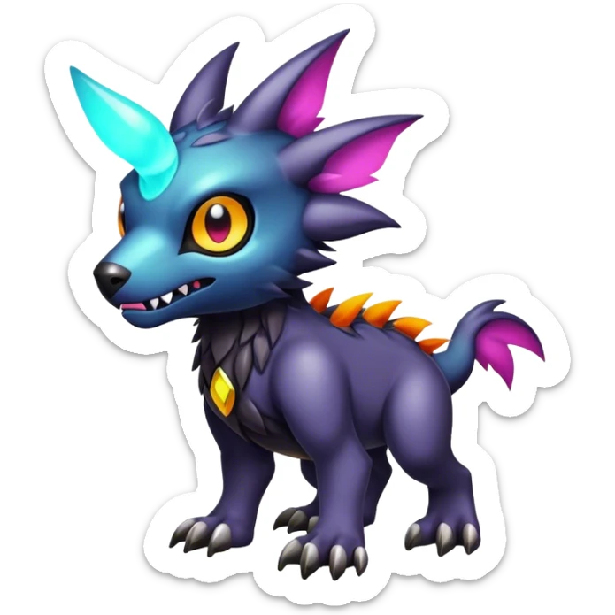 Cute cool colorful dark fantasy-Digimon-animal-hybrid full body sticker