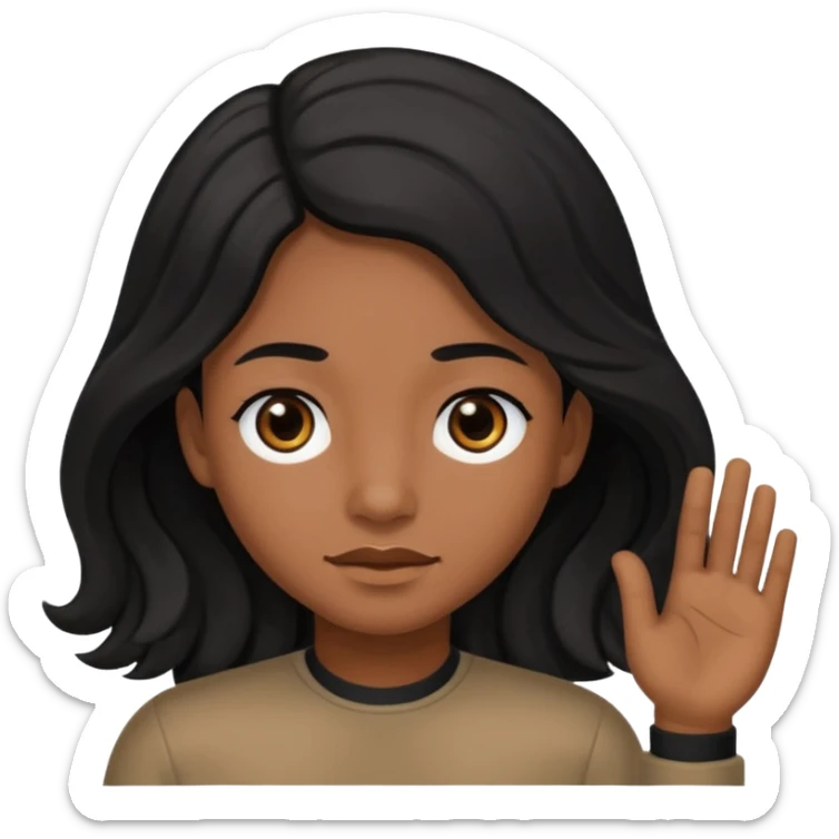 Long black hair little wave black eyes brown but not that much brown skin  sticker