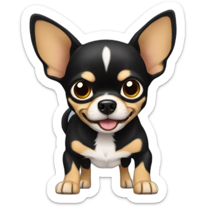 chihuahua negro ladrando muy fuerte sticker