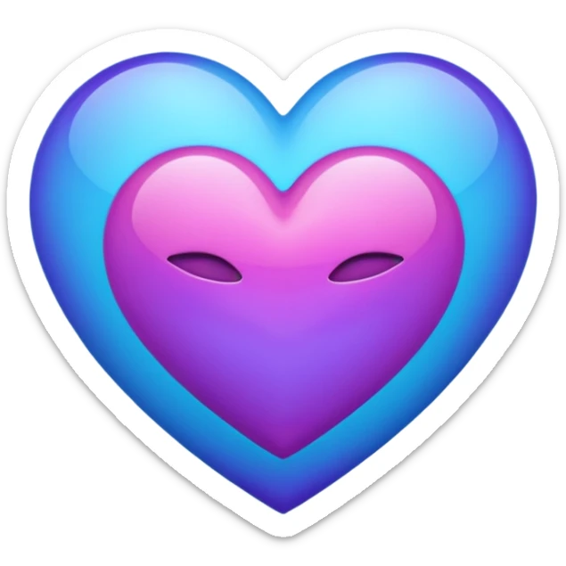 Combined blue and purple colour in one heart emoji sticker