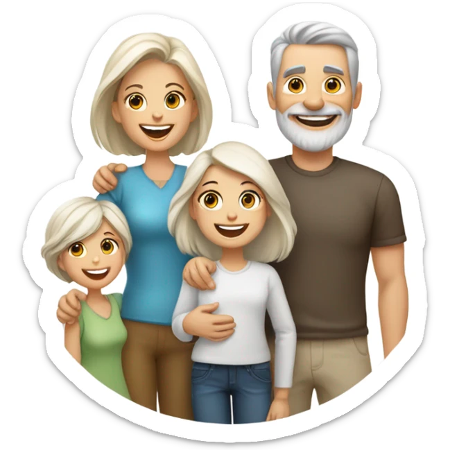 White Family big love mom dad two daughters and two miniature Schnauzers sticker