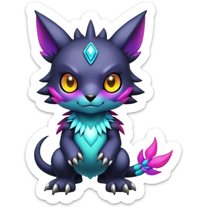 Cute cool colorful dark fantasy-Digimon-animal-hybrid full body sticker