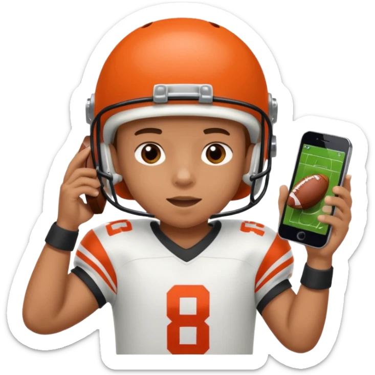 A child holds a phone in his hands and plays football at the same time sticker