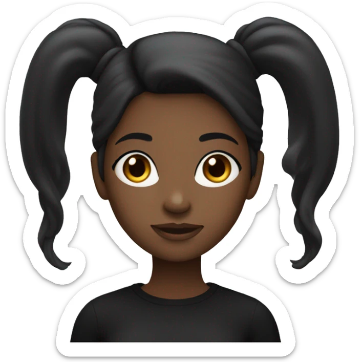 blackgirl with long hairs and brown eyes and wears black clothes sticker