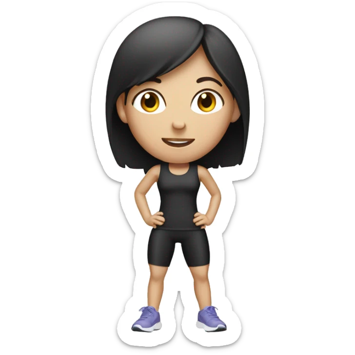 white skinny female with dark hair in exercise clothes sticker