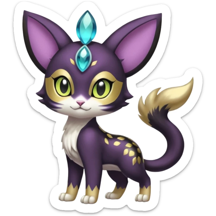 Shiny Elegant Pretty Beautiful Divine Furry Realistic  Meloetta-Noibat-Gatomon-Liepard-Pokémon-Digimon-Fakémon-fusion-hybrid-creature sticker