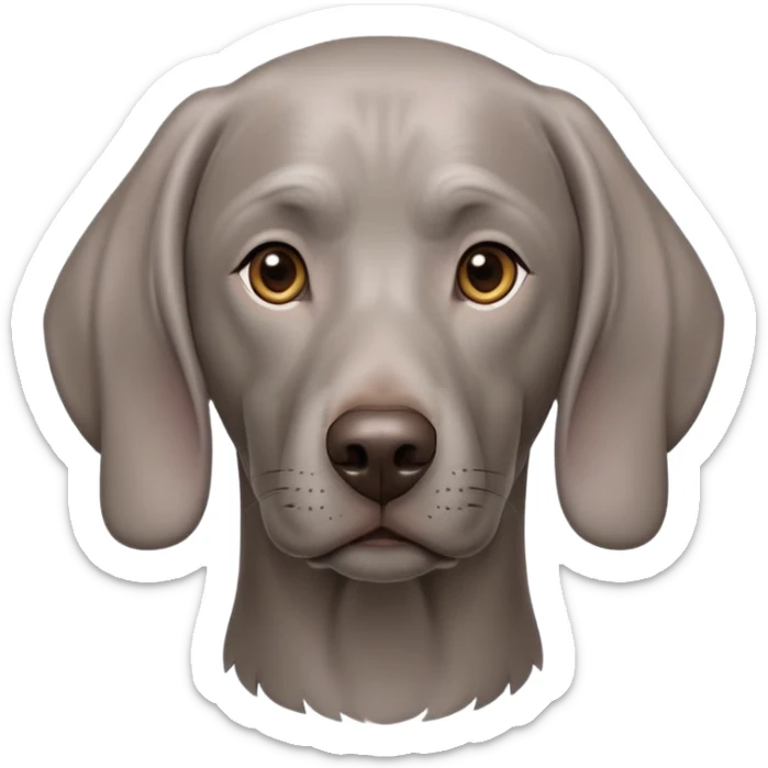 cinematic-noble-weimaraner-portrait-emoji,-poised-and-regal,-with-a-strong,-athletic-build-and-a-lustrous,-well-groomed-grey fur,-deep-set-soulful-brown-eyes,-simplified-yet-sharp-and-sophisticated-features,-highly-detailed, sticker