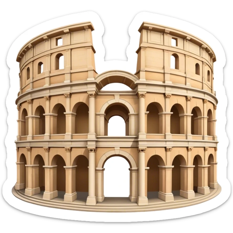 Realistic Pula Arena Landmark Emoji, featuring the grand Roman amphitheater with its large stone arches and well-preserved outer walls. sticker