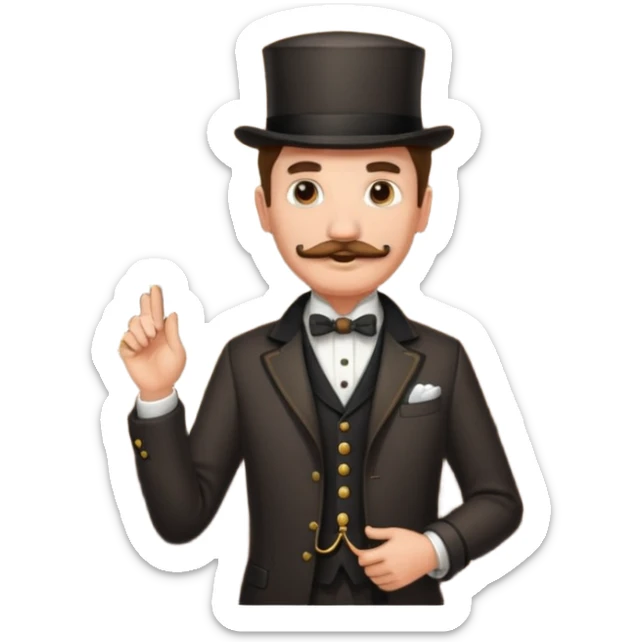emoji of a gentleman with moustache and monocle standing nearby door welcoming you sticker