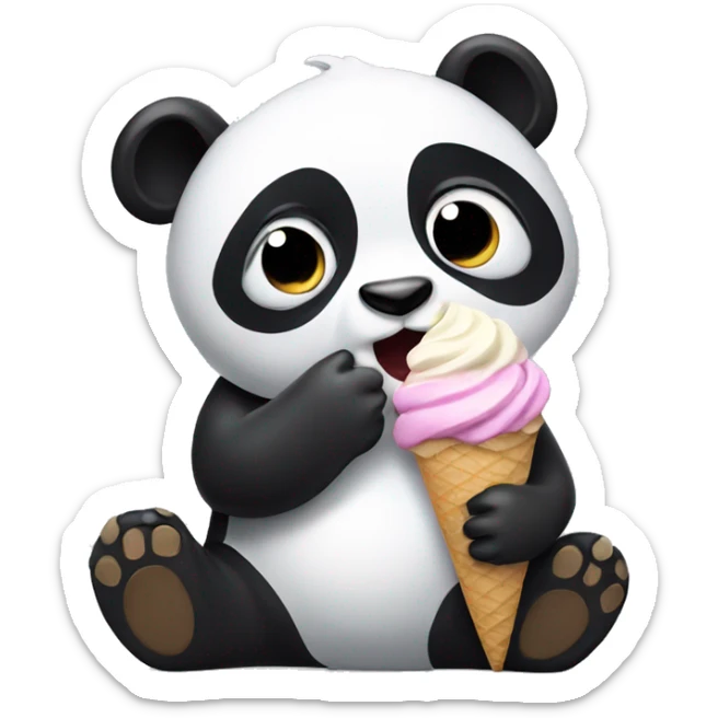Panda eating ice cream sticker