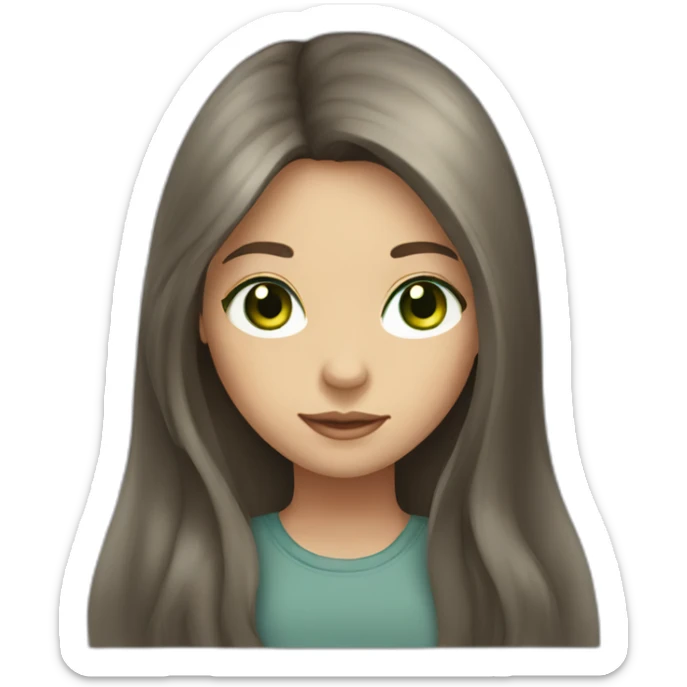 a girl with long brown hair, gray-green eyes sticker