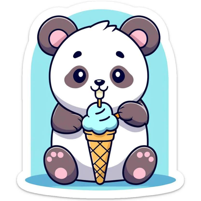 Panda eating ice cream sticker