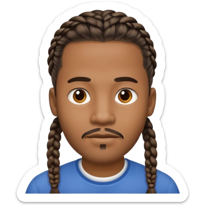 Hazme un emoji de un hombre negro con trenzas y una pequeña perilla sin bigote sticker