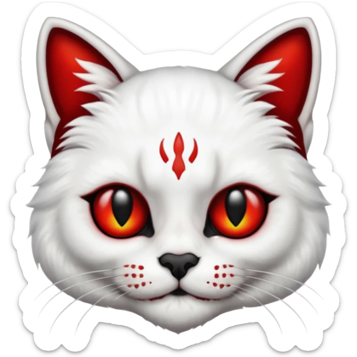 Half red cat half skull sticker