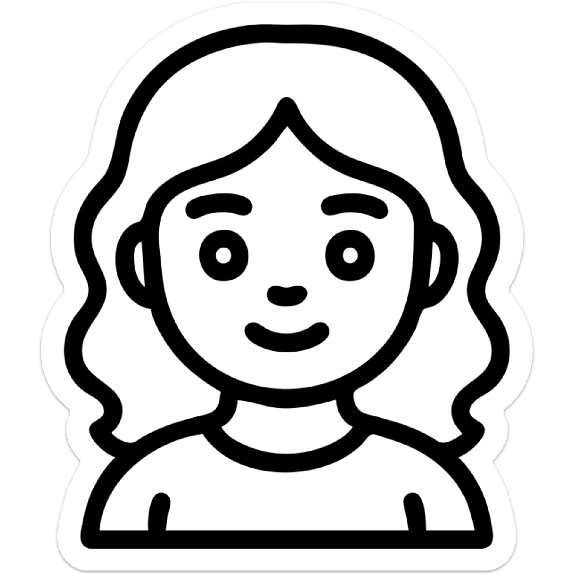 blonde girl with wavy hair and blue eyes, sweet and wholesome, flat outlined icon style sticker