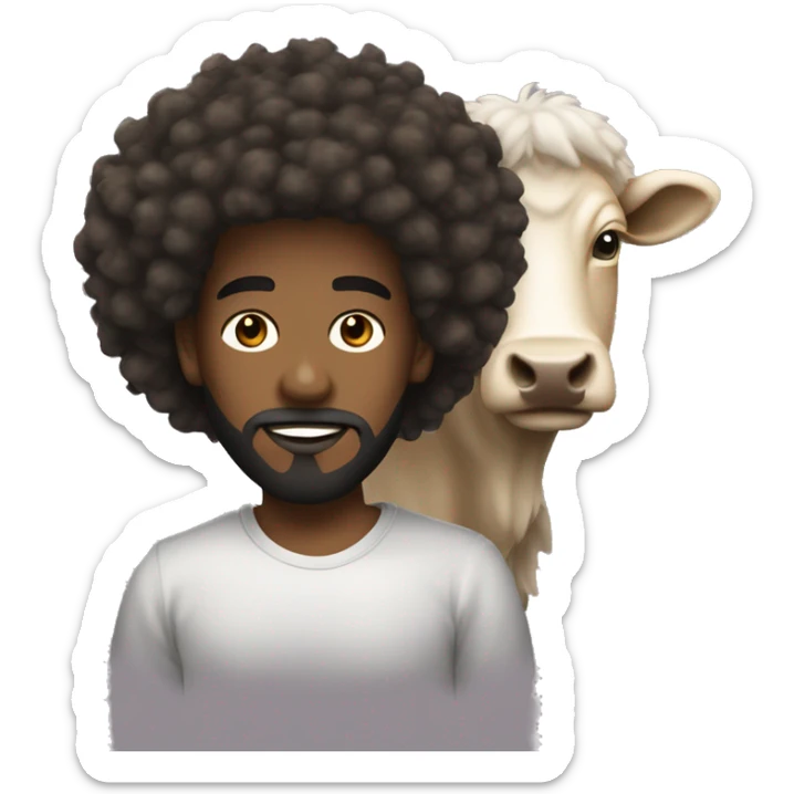 jeune homme avec un duvet et un bouc (barbe), peau mate, dégradé cheveux afro sticker