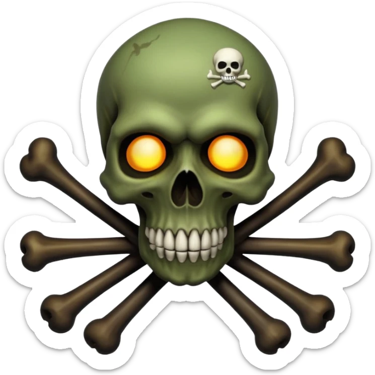 a poisonous cloud of gas, dark swamp color, with an image of a skull and two crossed bones behind the skull sticker