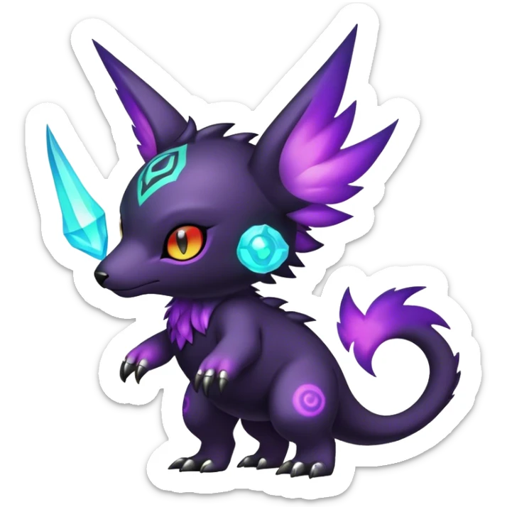Cute cool colorful dark nebula fantasy-Fakemon-Digimon-animal-hybrid full body sticker