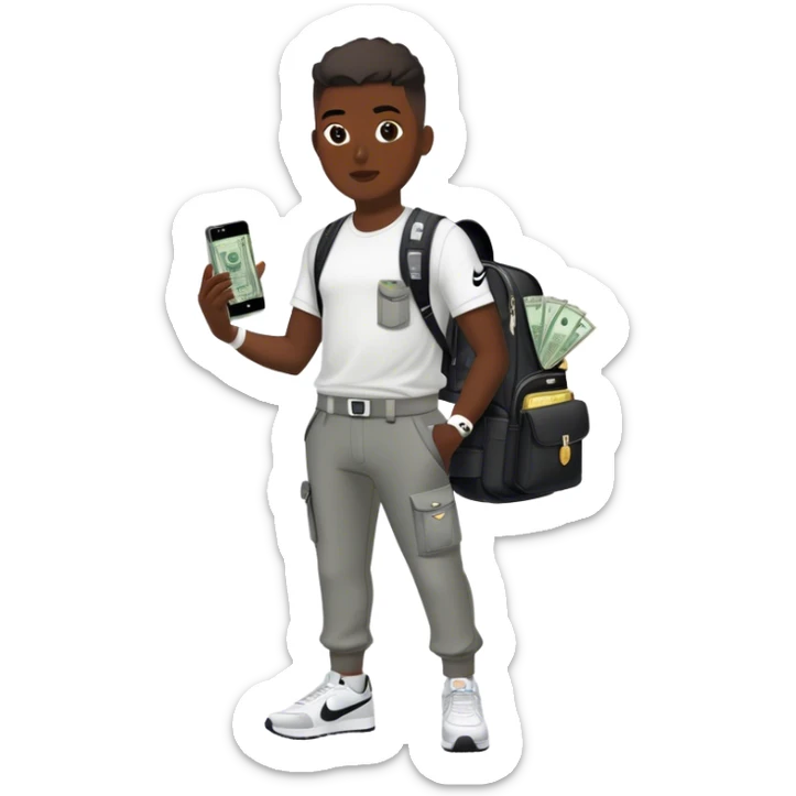 Un homme toute en Nike avec les poches est la sacoche rempli d’argent dans un brabus  sticker