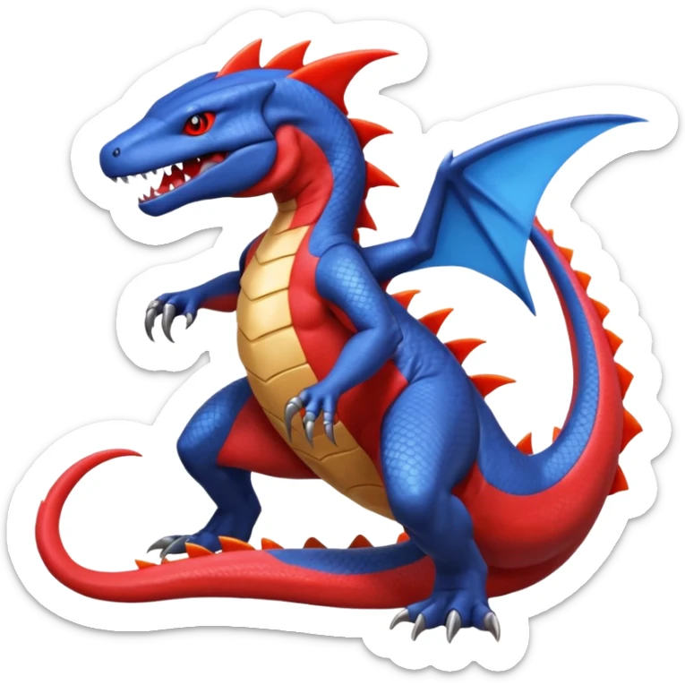 Salandit-Salamence-Garchomp-Fakémon-hybrid-creature (full body)  sticker