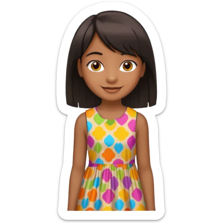 garota preta dando joiha sorrindo com cabelos médios lisos franjas separadas e olhos castanhos escuros sticker