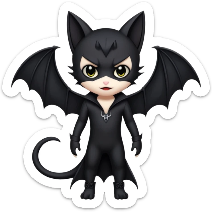 Edgy Cool Cute Gothic-Emo-Vampiric-Bat-Feline-Fakémon-Hybrid full body sticker