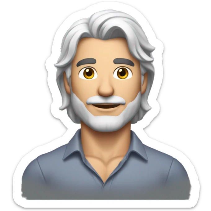 memoji of andrew huberman muscular silver hair, wearing shirt sticker