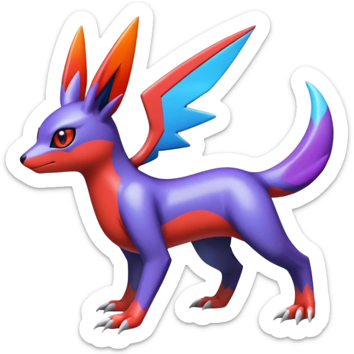  Cute Shiny Exotic Colorful Guilmon-Latias-Koraidon-Umbreon-Fakémon-hybrid-creature (full body)  sticker