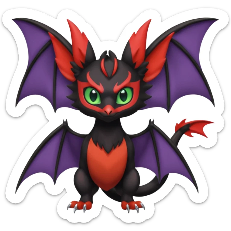  Noibat-Noivern-Trico-Nargacuga-Litten-Hybrid with huge bat wings for ears sticker