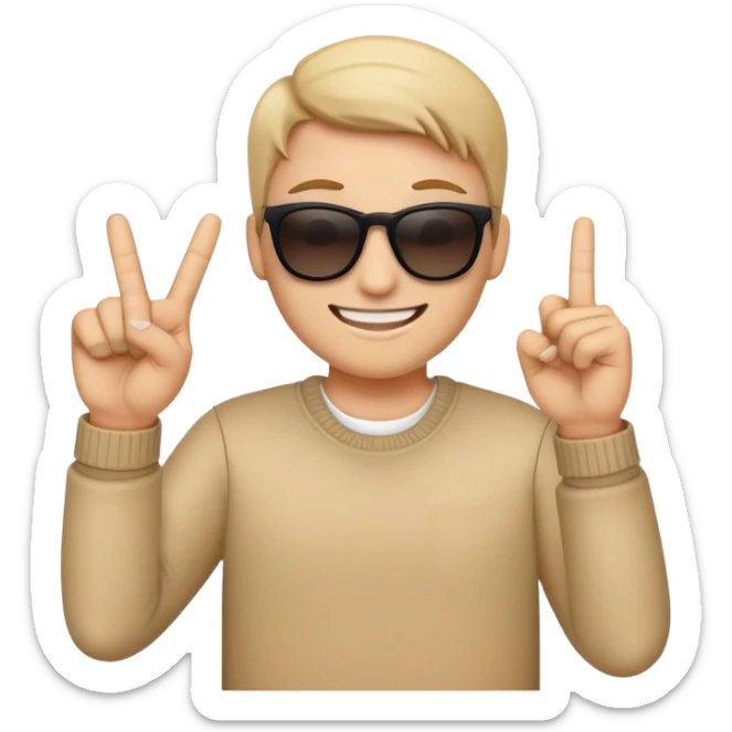A emoji with deal with it shades and smiling while putting up the middle finger sticker