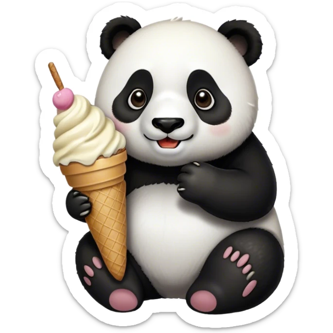 Panda eating ice cream sticker