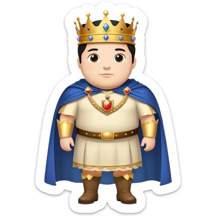 Full body of chubby Francisco I with black hair, royal king standing in royal attire with crown and cape sticker