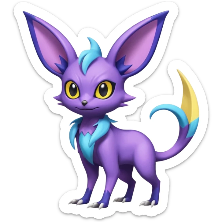 Shiny Cute Noibat-Noivern-Espeon-Silvally-Fakémon-hybrid-creature (full body)  sticker