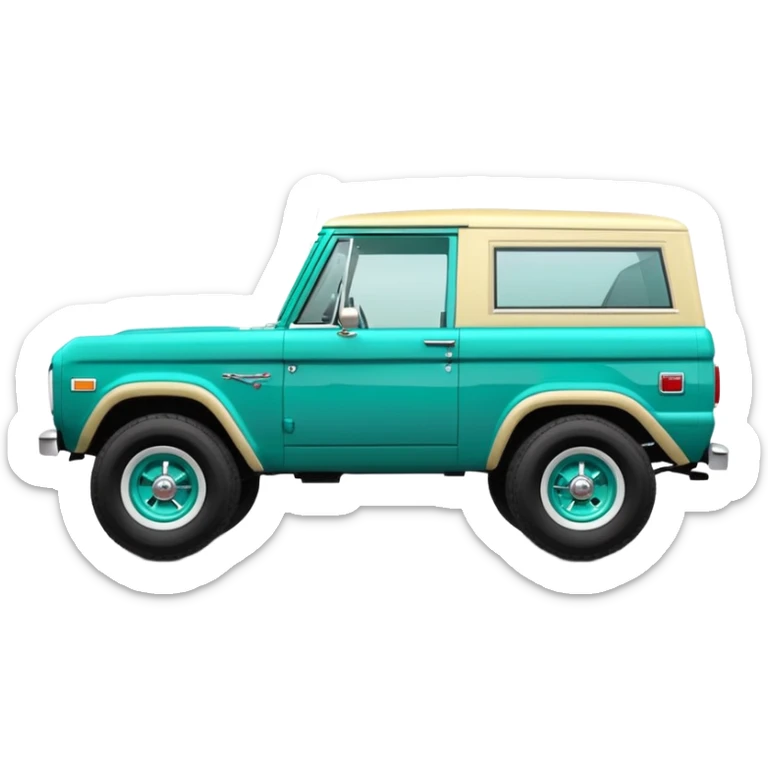 turquoise green classic ford bronco with slot alminum wheels sticker