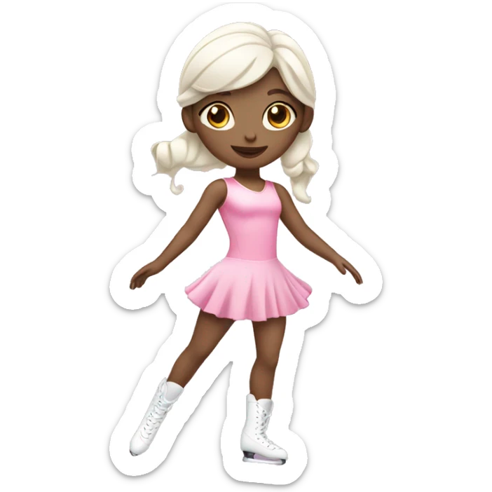 figure skater girl with white skin and pink dress sticker