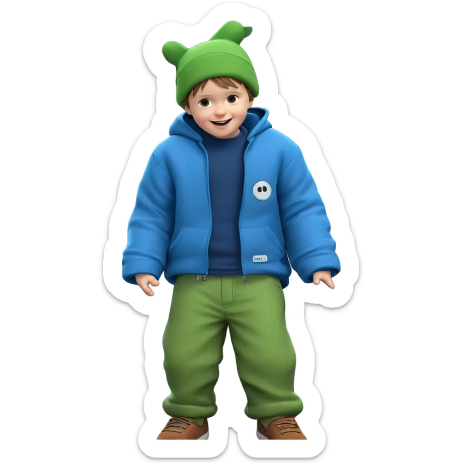 happy boy with car sticker