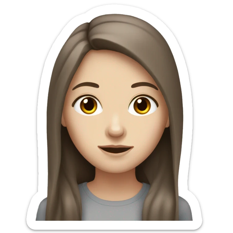 White girl with grey eyes and long brown hair sticker