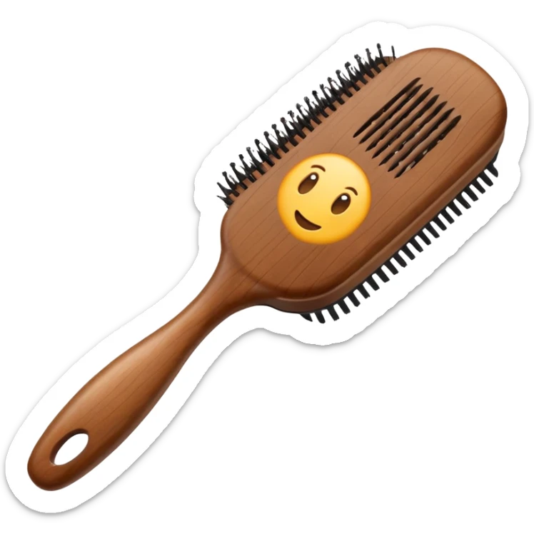 brown hairbrush, Samsung emoji style, minimal and iconic sticker