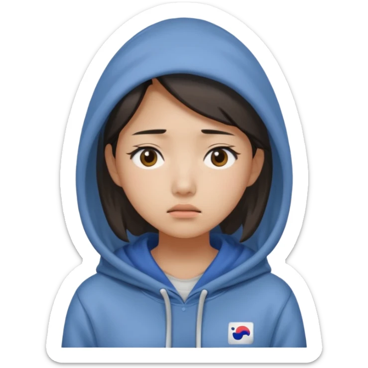 South Korean female college student with a worried face (melange hoodie) sticker