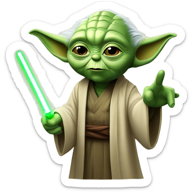 Master Yoda raises his hand in greeting and says his famous line, “May the force be with you.” sticker