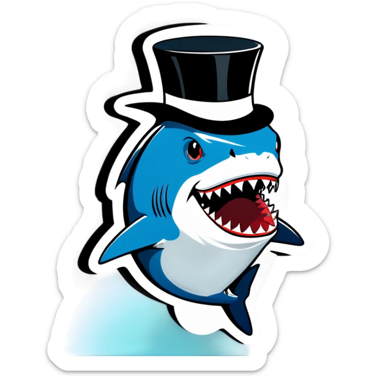 Shark with a top hat sticker