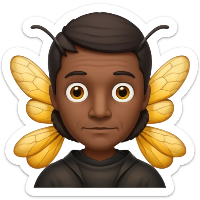 cabeza de señor mexicano, viejo, agregale un cuerpo de abeja, el pelo del señor hazlo oscuro,haz que el cuerpo sea de abeja y la acabeza del señor sticker