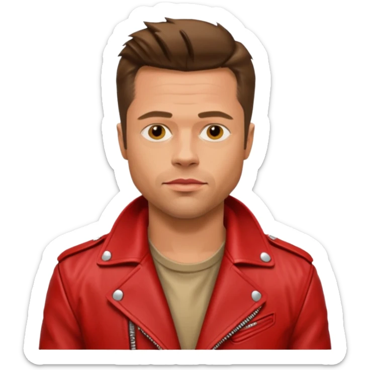 tyler durner personaje pelicula fight club con campera roja, brad pitt sticker