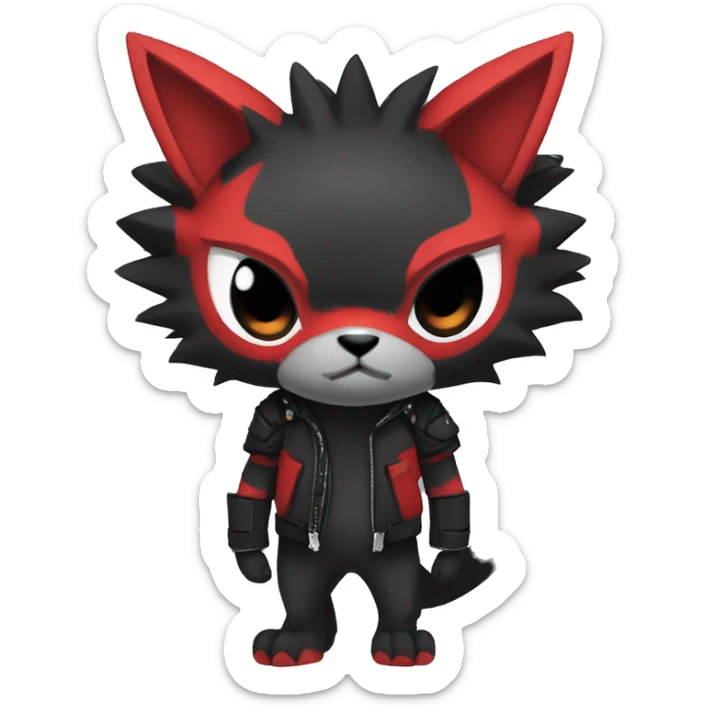 cool edgy black punk red animal hybrid Fakemon full body sticker