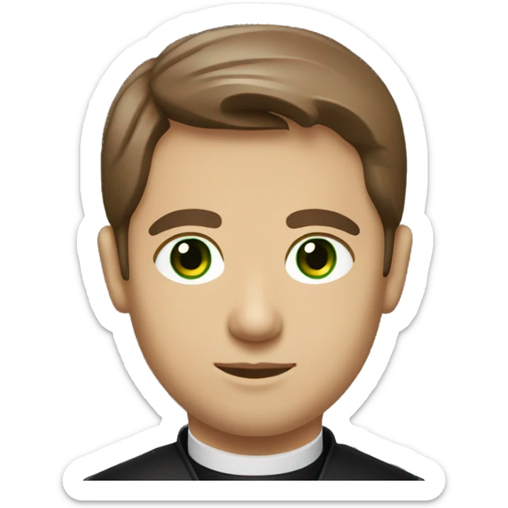 Head and shoulders of a catholic priest with brown hair and green eyes sticker