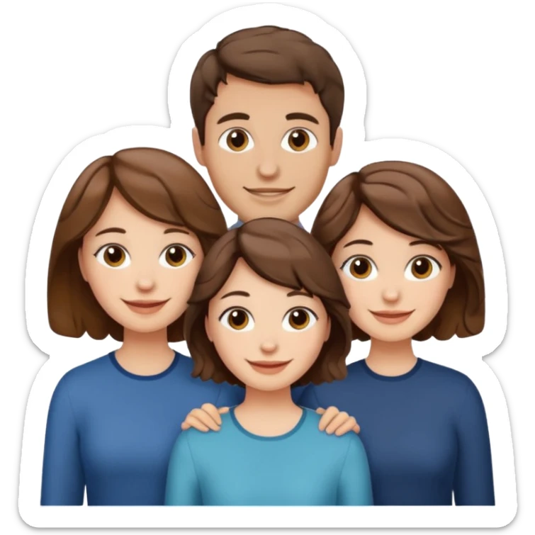 Throuple two women with short wavy brown hair, male with short brown hair sticker