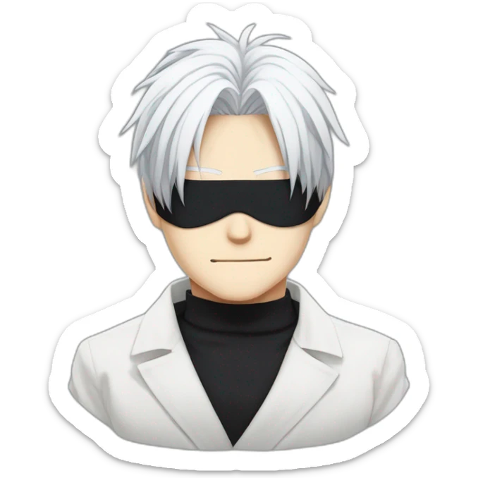 gojo satoru from jujutsu kaisen with white hair and black blindfold in his eyes sticker