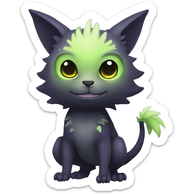 Cute cool fantasy dark-themed animal hybrid Fakemon full body sticker