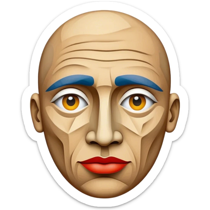 Cinematic Realistic Picasso Pop Culture Emoji, depicted with a creative, abstract representation inspired by the legendary artist rendered with bold textures and dynamic, artistic lighting. sticker
