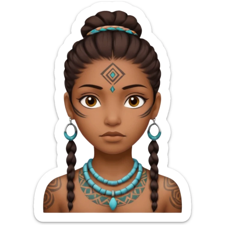 tribal girl Tattooed, not wearing necklace sticker
